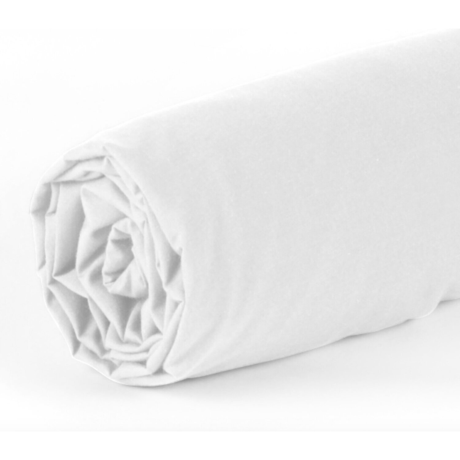 Drap housse 2 pers uni en coton et bambou - blanc