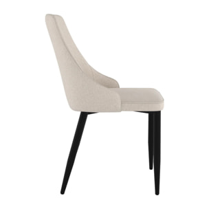Lot de 2 chaises en tissu beige et pieds en métal - Pipo