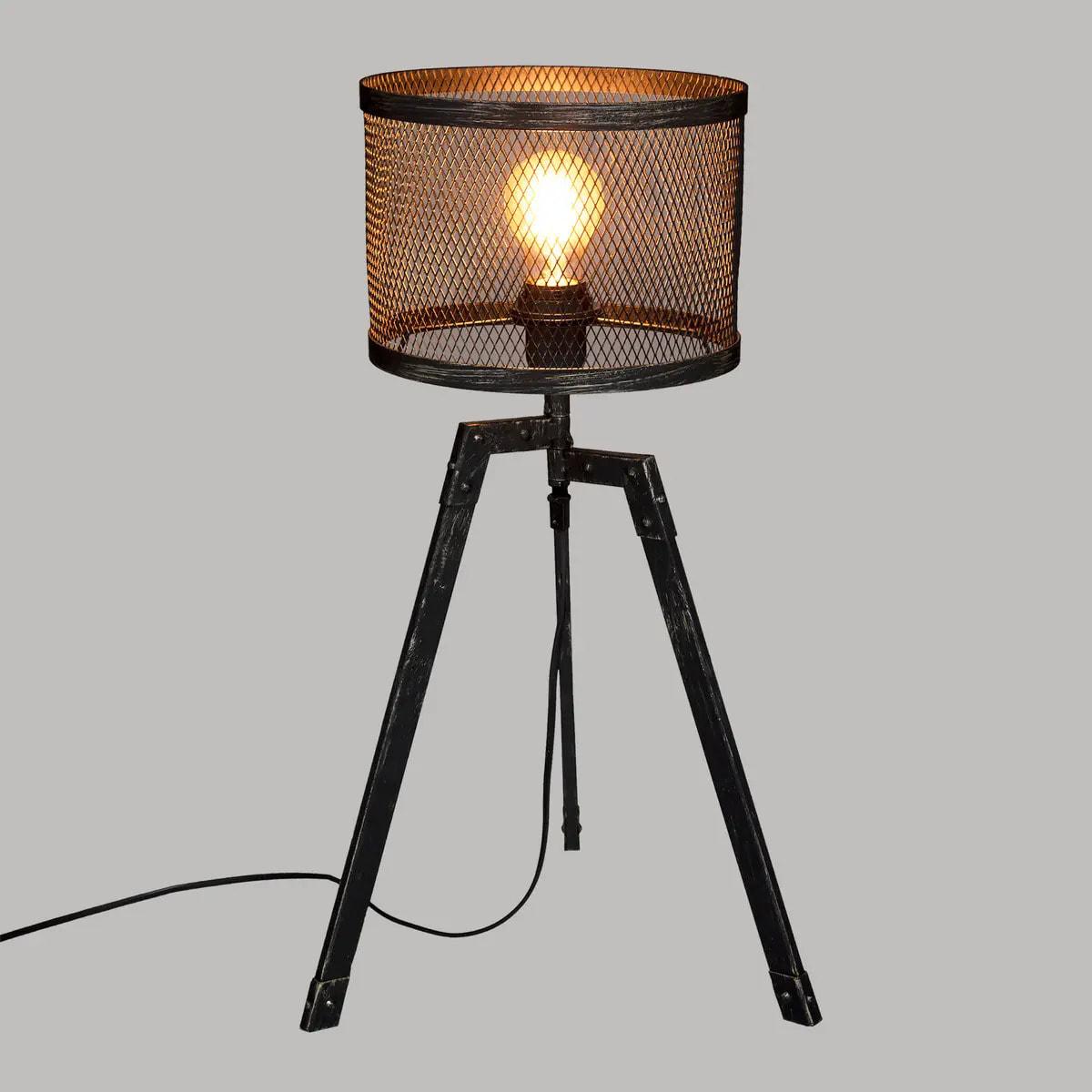 Lampe trépied "Noah" - métal et cuivre - noir - H56 cm