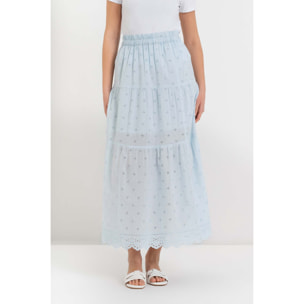 Kocca - Gonna lunga a balze da donna in cotone con ricamo floreale Donna