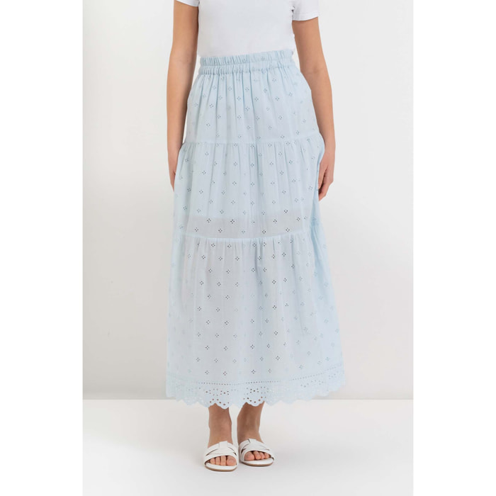 Kocca - Gonna lunga a balze da donna in cotone con ricamo floreale Donna