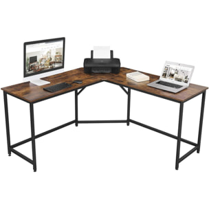 Scrivania ad Angolo Stile Industriale 149x149 cm in Truciolare e Acciaio Nero