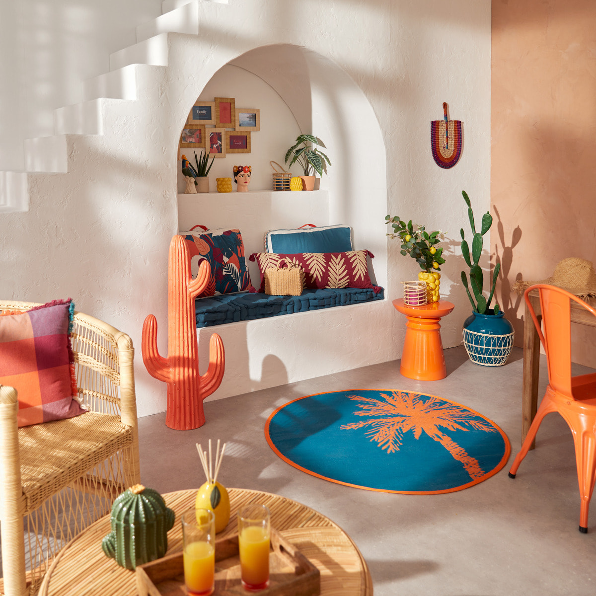 Cactus déco extérieur Milo H.75cm magnésie orange