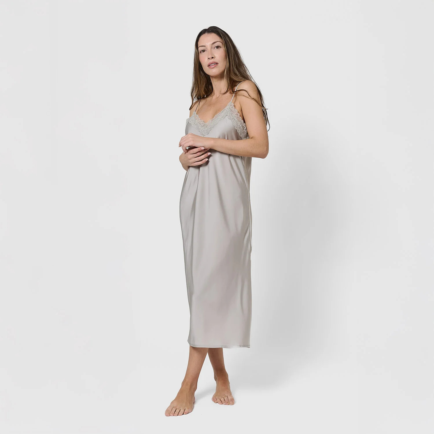 Camisón midi satén verde tiffany