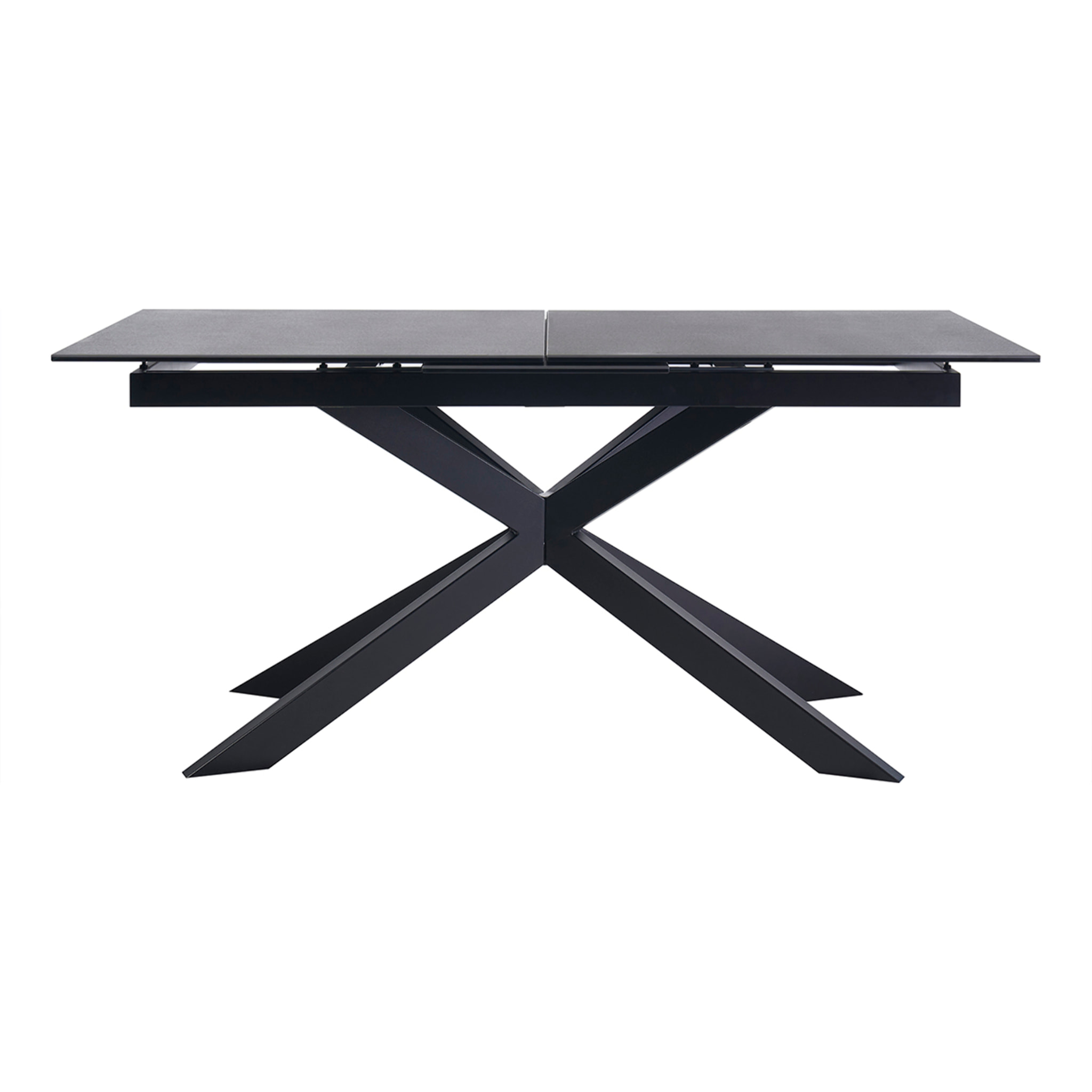 Table à manger extensible en céramique noire et métal L168-210 cm MELZA
