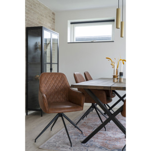 Sedia da pranzo girevole Harbo in ecopelle marrone vintage con base nera