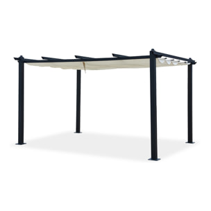 Pergola auto-portée 3 x 4 m avec toile rétractable beige DIAZ