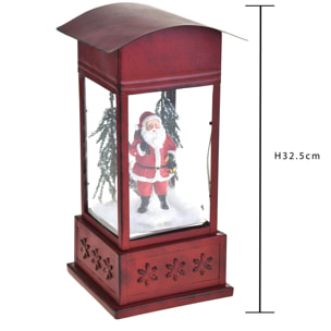 Lanterna con Santa 3 Led - Pezzi 1 - Colore Rosso - 16,6x32,5Hx15,7cm - Bianchi Dino