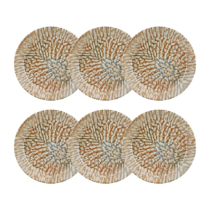 Lot de 6 assiettes creuses en grès 20,5cm  AMBRE