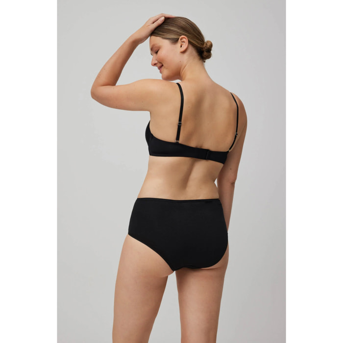 Confezione da 2 slip basico a vita alta in cotone nero