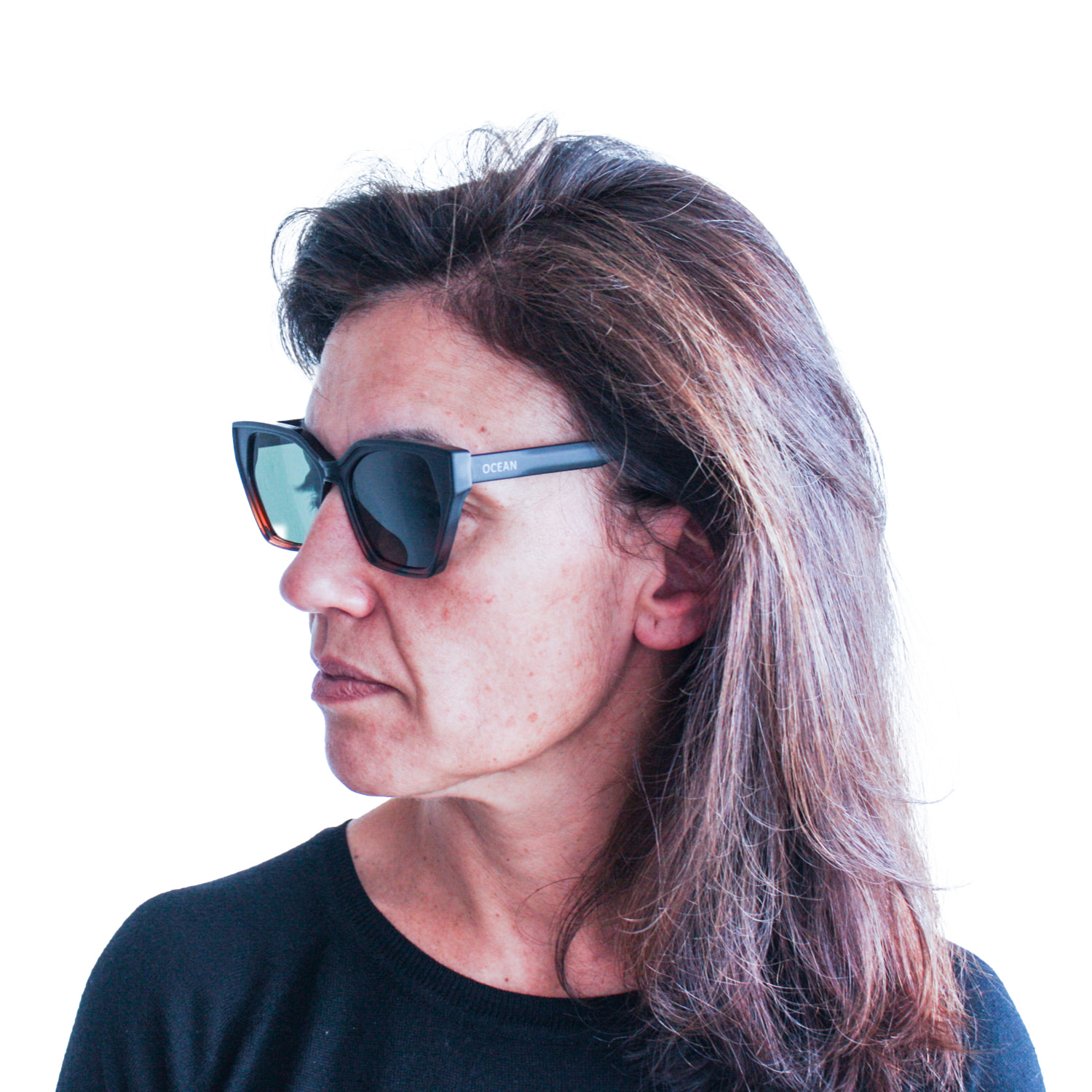 Gafas de sol OCEAN JAIPUR - Negro up y demi marrón down / Verde