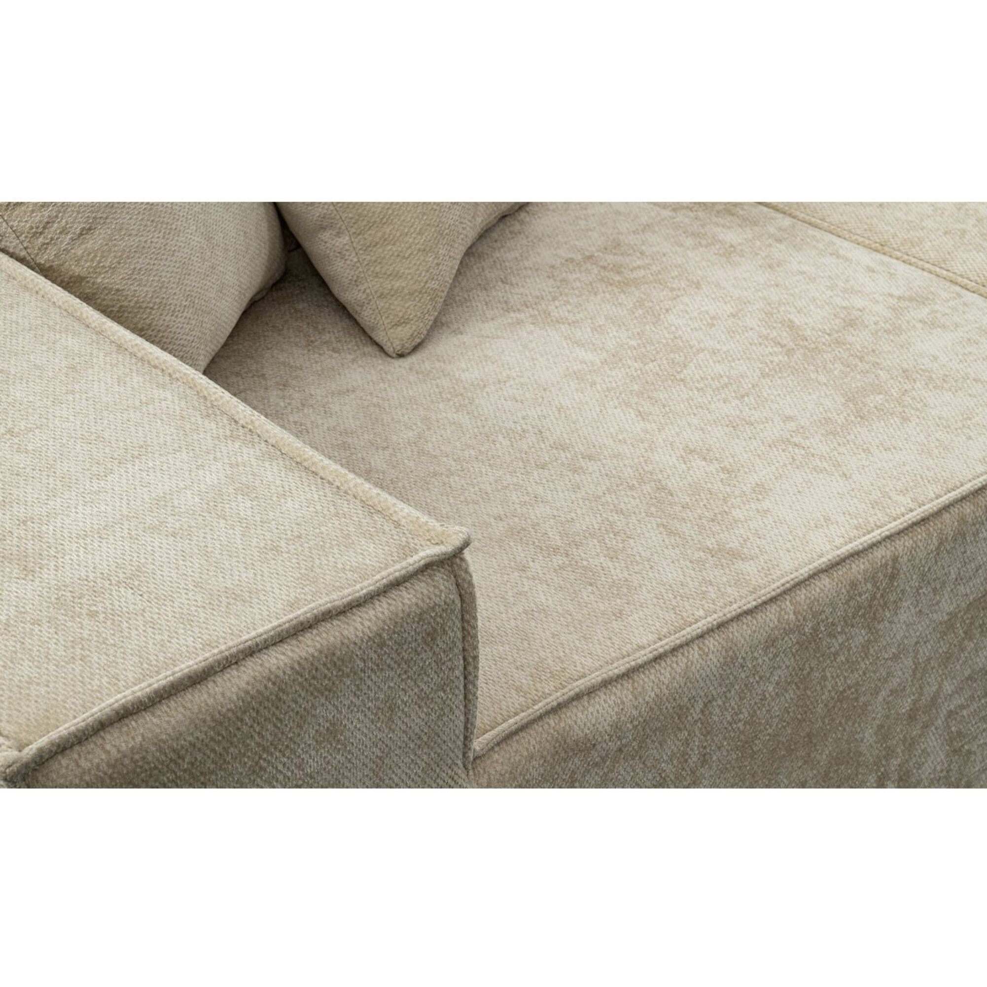 Canapé droit modulable en tissu texturé "Lusso" - 3 places - Beige