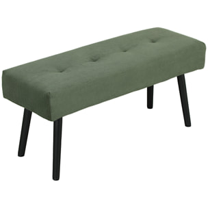 Banquette bout de lit velours côtelé design dim. 100 x 36 x 45 cm acier noir tissu vert