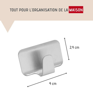 Ensemble de 4 crochets adhésif en acier inoxydable, Fackelmann Tecno