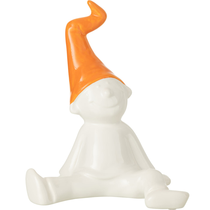 J-Line figurine Lutin Assis - céramique - blanc/orange - large