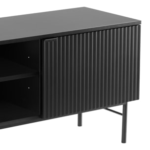 Molly - Meuble tv 2 portes, 2 niches en bois et métal L150cm - Noir