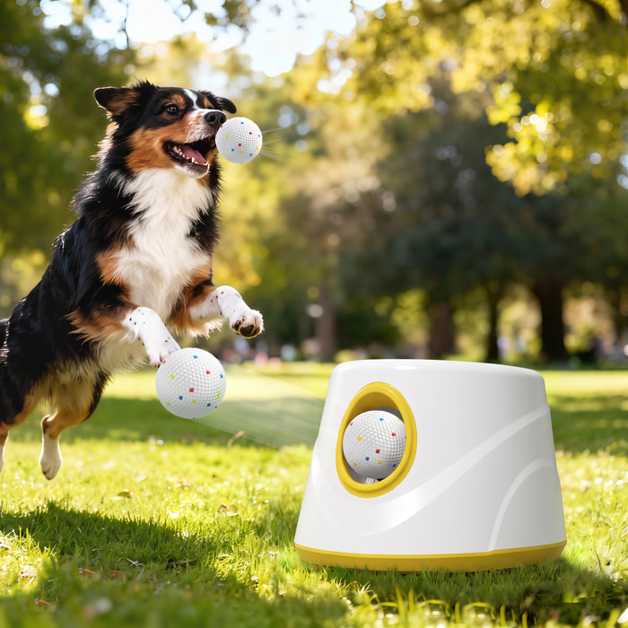 Lanceur de balles automatique pour chien 6 balles ETPU jaune