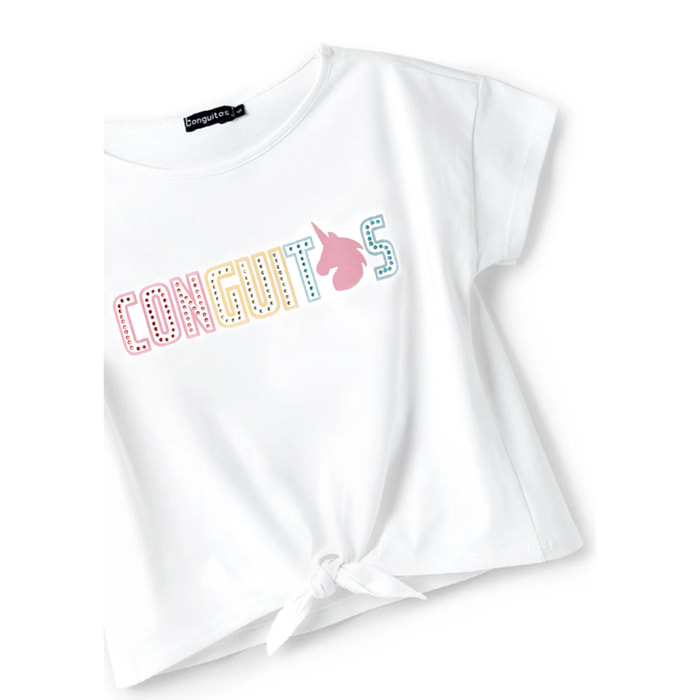 Camiseta Unicornio Strass Blanco