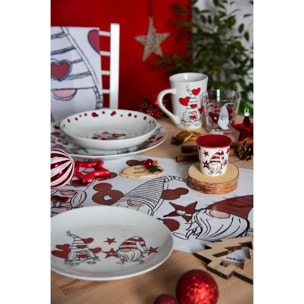 Service de table 18 pièces Excelsa - Gnome Sweet Home, porcelaine blanche