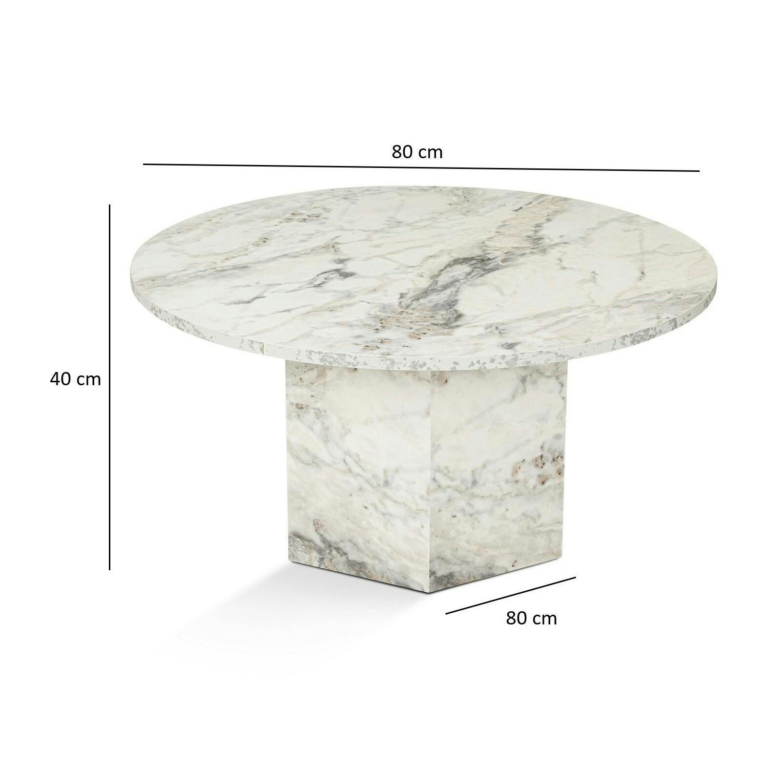 Table basse ronde effet marbre – pied hexagonal MARFA