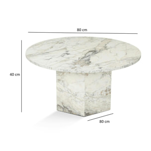 Table basse ronde effet marbre – pied hexagonal MARFA