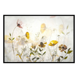 Affiche encadrée  Fleurs jaunes et pastel Affiche + cadre en métal - Noir