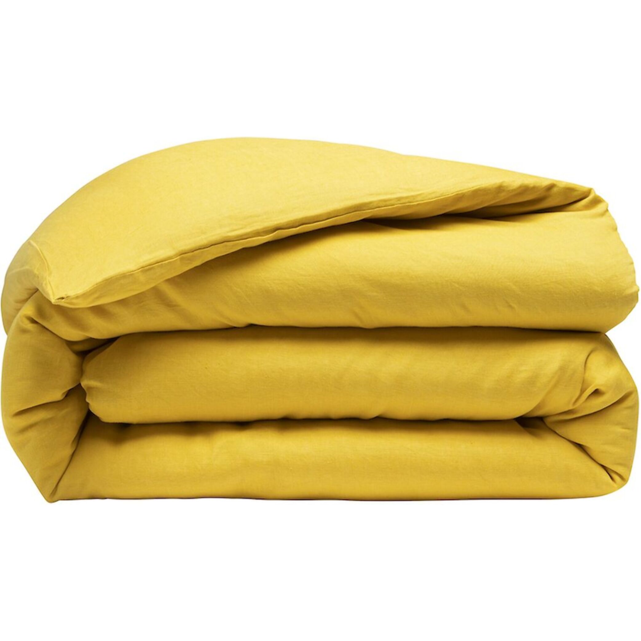 Housse de couette 100% lin lavé jaune paille