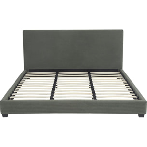 Lit avec tête de lit en velours côtelé - WILLIAM