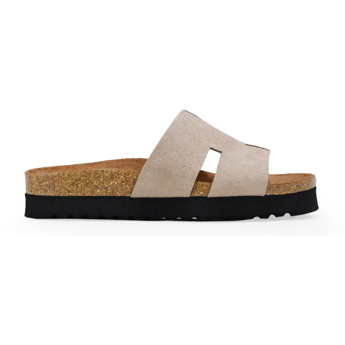 Sandalias de piel beige con suela bio