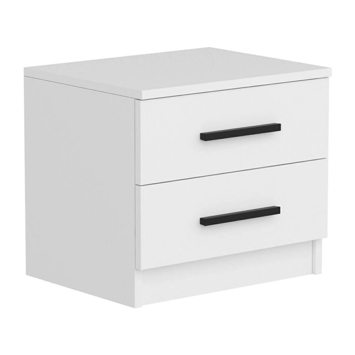 Comodino Iune, Comò basso, Tavolino da notte, Mensola da letto, 50x47 h40 cm, Bianco