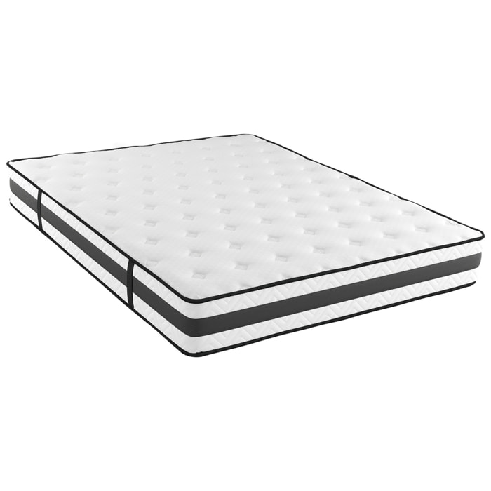 Materasso Matrimoniale H3 Medio Rigido Con 240 Molle Insacchettate Al M, 5 Zone Di Comfort Double Sided Supporto Ergonomico E Alta Traspirabilit&agrav