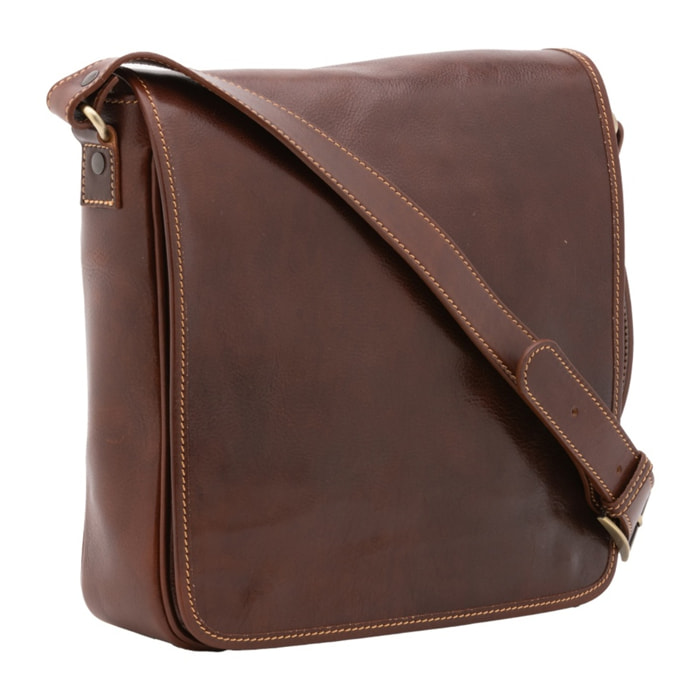 Borsa a tracolla da uomo in vera pelle - Modello False - Made in Italy - 29.0 x 28.0 x 9.0 cm
