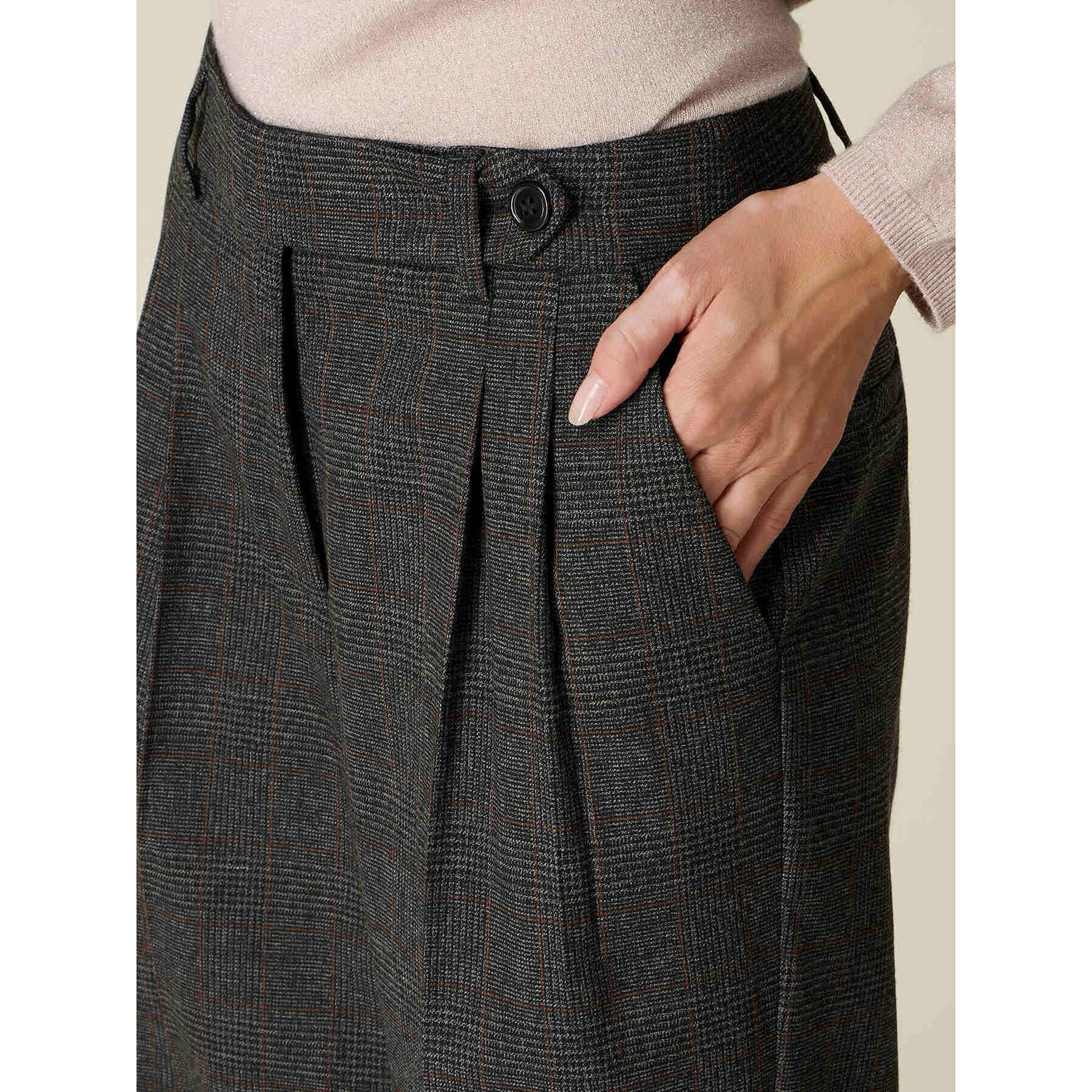 Oltre - Pantaloni carrot principe di galles - Grigio