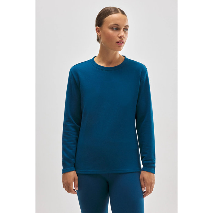 Maglietta termica in pile blu in stile sportivo