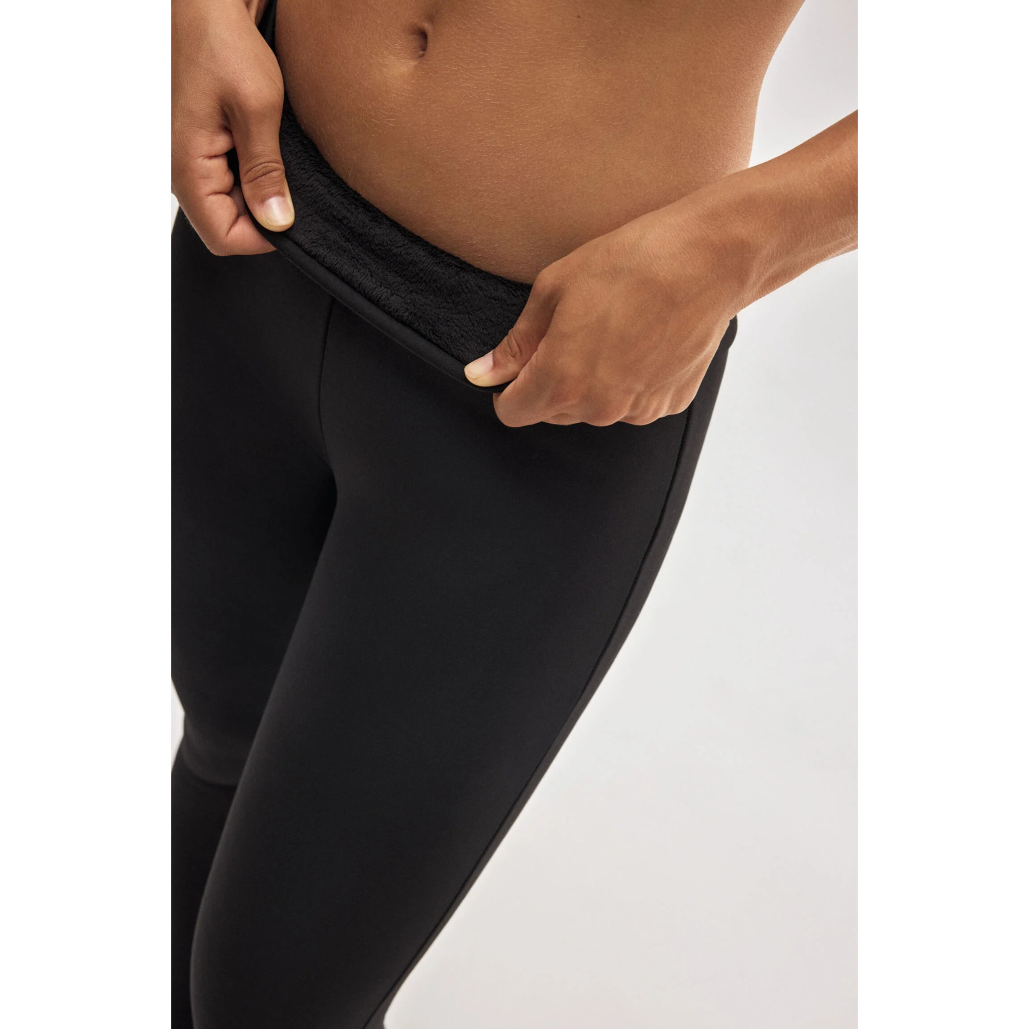 Leggings termici in pile nero stile sportivo