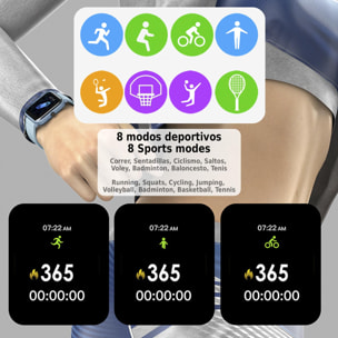 Smartwatch H10 con monitor cardíaco, tensión y de O2 en sangre. 8 modos deportivos.