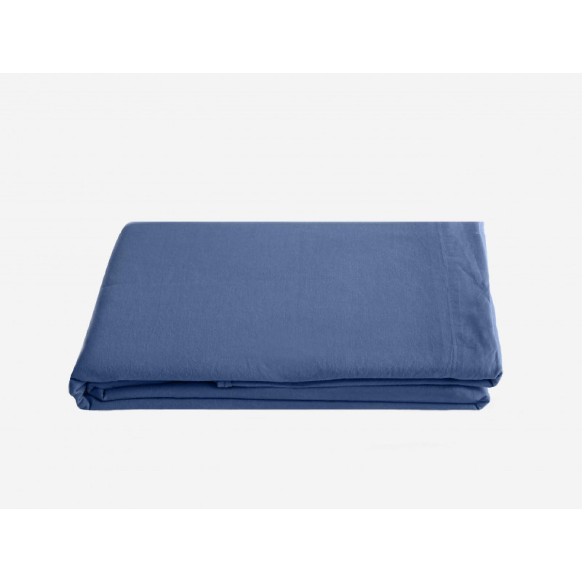 Drap plat Palace pur coton teint lavé, 63 fils/cm² Vent du sud  -  Palace Indigo