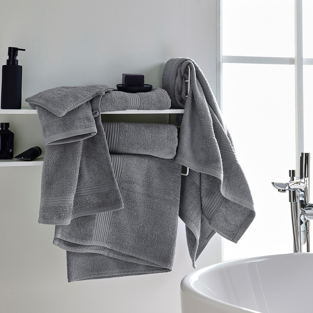 Maxi drap de bain uni ESSENTIAL gris