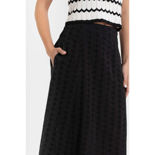 Kocca - Gonna a vita alta in 100% cotone con motivo traforato Donna