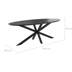 Table ovale Sparo 10 personnes en bois de teck recyclé noir 240 cm