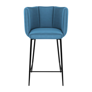 Lot de 2 chaises pour îlot central 67 cm en velours bleu - Rosy