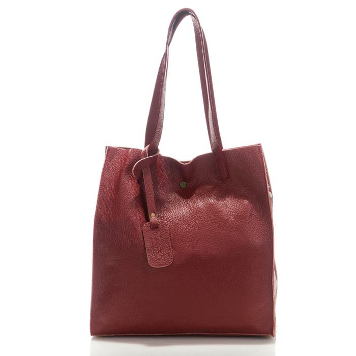 Borse Donna colore Bordeaux-in pelle Made in Italy 34x28x12cm