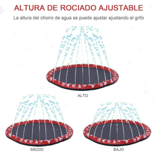 Splash Pad para Mascotas Tapete de Juegos de Agua Redondo Ø170 cm Almohadilla de Aspersor con Bonito Estampado y Superficie Antideslizante para Perros Rojo y Azul