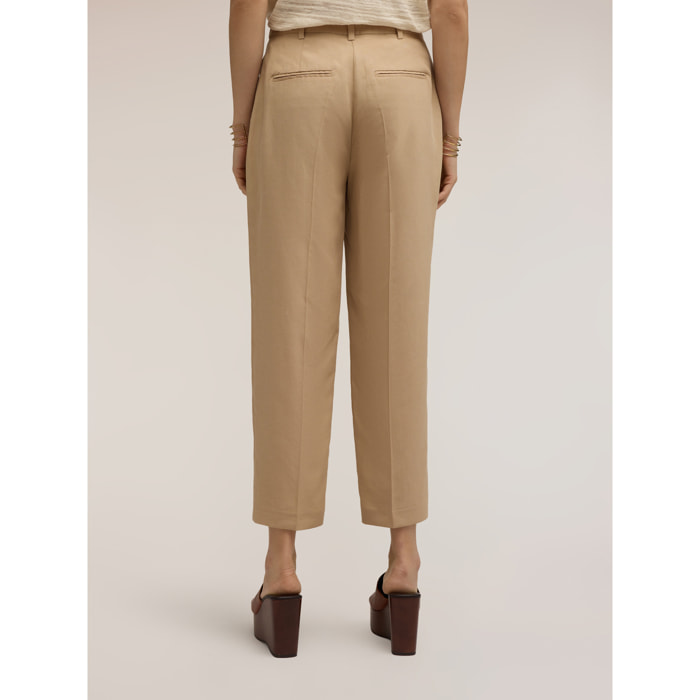 Motivi - Pantalones regular de lino mezcla lyocell - Beige