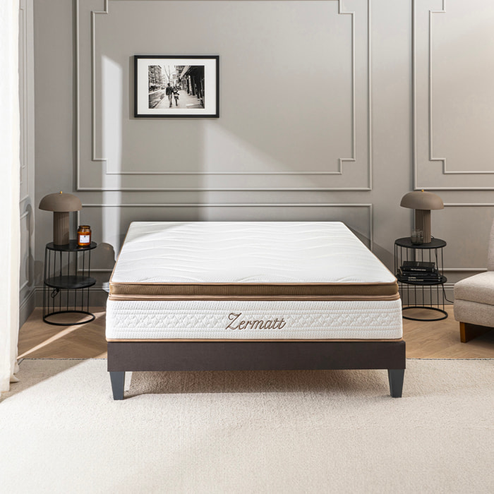 Ensemble Matelas Memoire de forme Zermatt avec sommier en bois