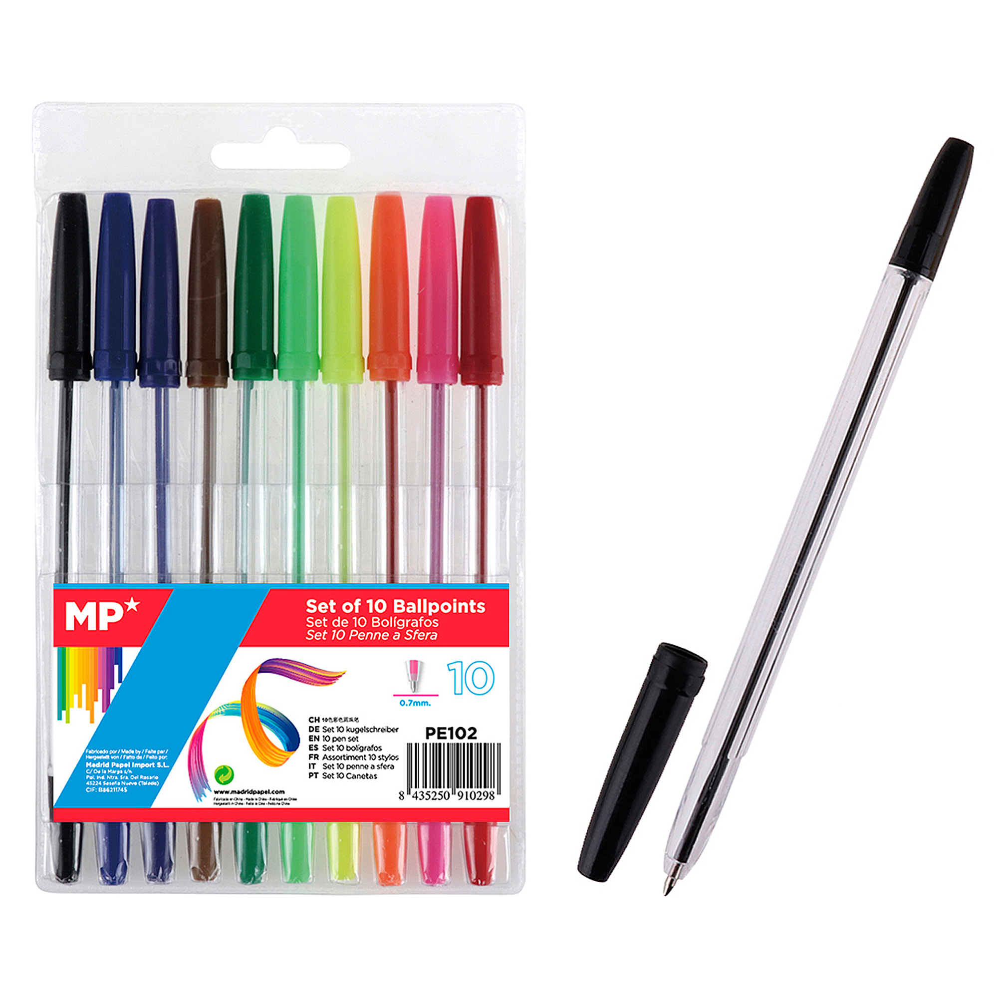 SET BOLÍGRAFOS DE 10 COLORES