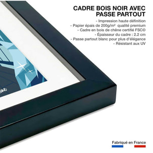 Affiche l'Aiguille du Midi Affiche + cadre en bois - Noir