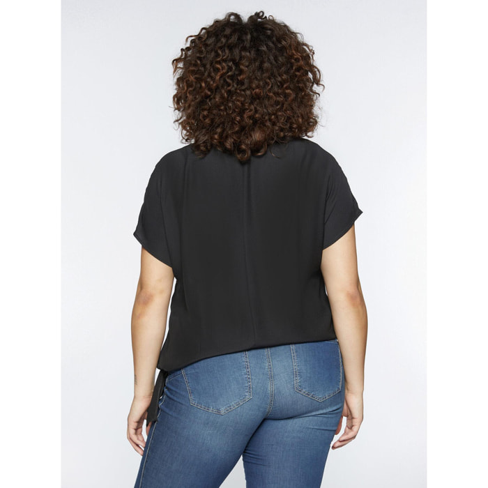 Fiorella Rubino - Blusa con nodo laterale - Nero