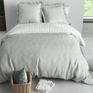 Parure housse de couette imprimé 100% coton - napoli - vert