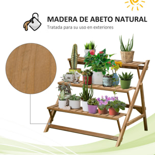 Estantería para Plantas de Madera Escalera con 3 Estantes Plegables 101x83x88 cm